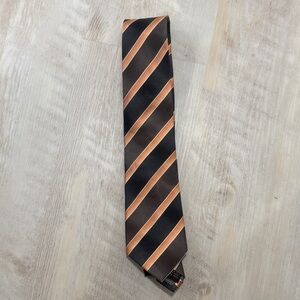 Alexander Julian Elegant Brown and Orange Striped Men's Tie